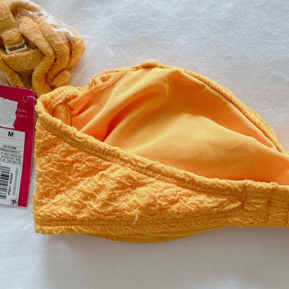 Xhilaration NWT marigold yellow tie Front Bandeau Bikini Top women's swimsuit - Picture 8 of 9